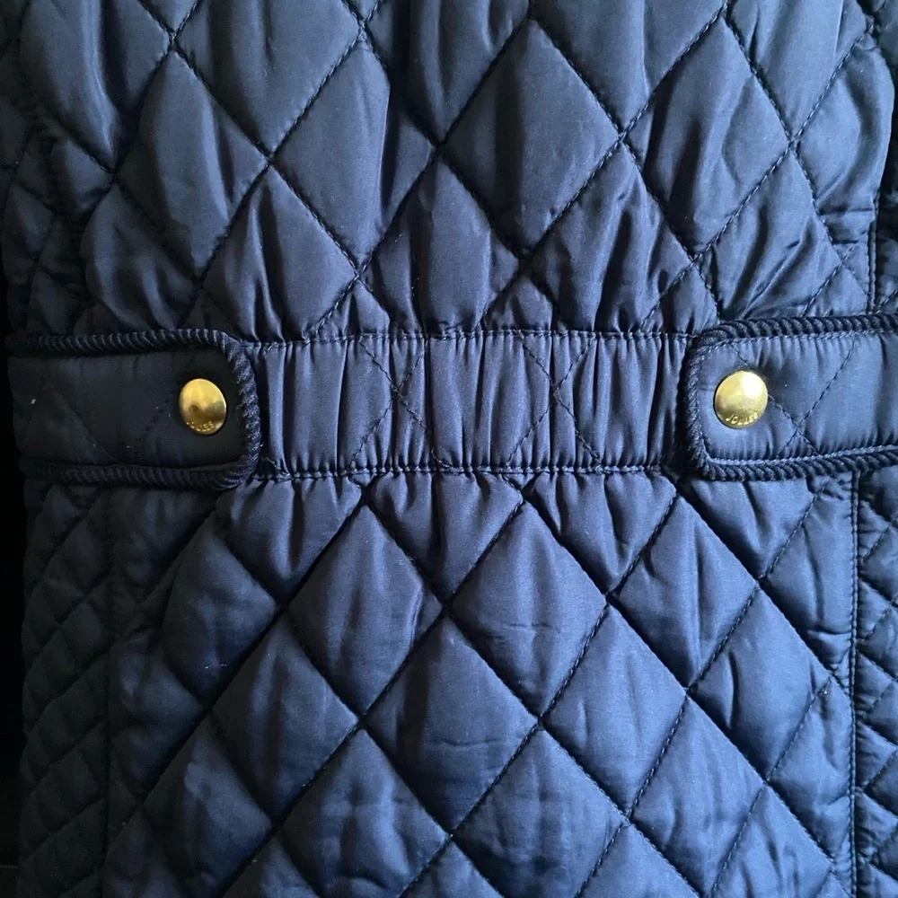 Joules Navy Quilted Kids Jacket with Floral Interior - Picture 4 of 5